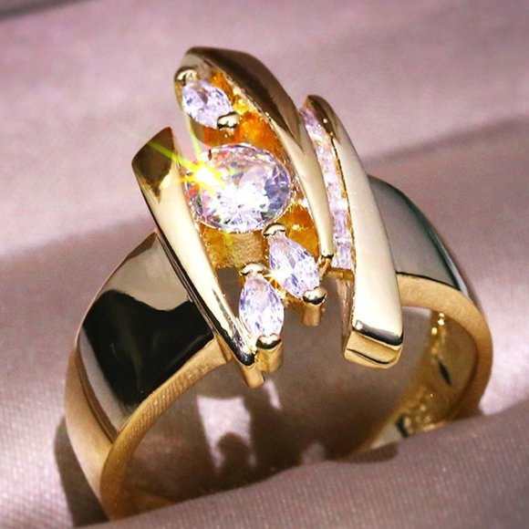 💎Irregular Noble Business Luxury Anillos Trendy Gold Rings Women/Man PD… - Picture 3 of 6